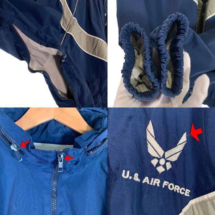 00's U.S.AIR FORCE 米空軍 ナイロン トレーニングジャケット ネイビー リフレクター 04年会計 8415-01-518-4607 Size M-R 福生店