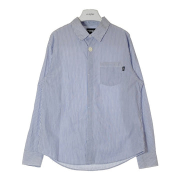 STUSSY ステューシー Big Button Stripe Shirt ビッグボタン ストライプシャツ ブルー sizeM 瑞穂店