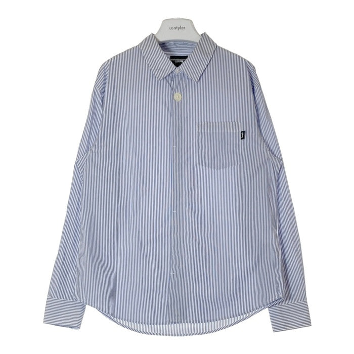 STUSSY ステューシー Big Button Stripe Shirt ビッグボタン ストライプシャツ ブルー sizeM 瑞穂店