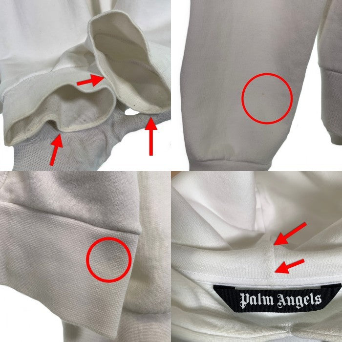 Palm Angels パームエンジェルス Paris Sprayed Logo Hoodie ロゴスプレープリント プルオーバースウェットパーカー ホワイト PMBB003S20636057 Size XXL 福生店
