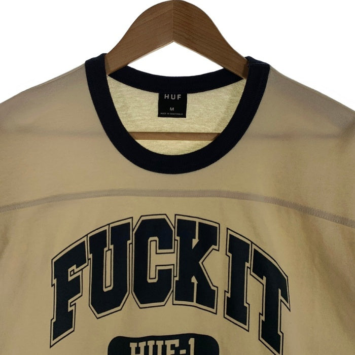 HUF ハフ FUCK IT FOOTBALL SHIRT フットボールシャツ Tシャツ コットン アイボリー KN00498 Size M 福生店