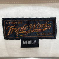 Triple Works トリプルワークス マチ付き ワークシャツ 長袖 コットン ホワイト アイアンハート Size M 瑞穂店