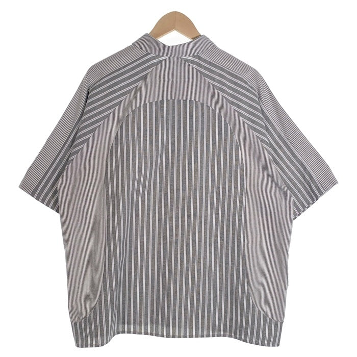 BRIGADE ストライプ ショートスリーブシャツ 半袖 ホワイト グレー Size M 福生店