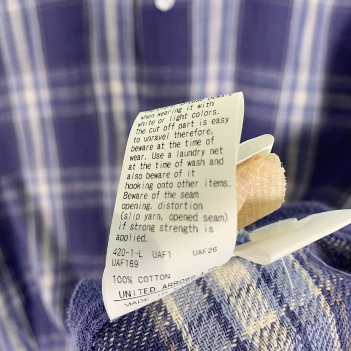 CGS. California General Store カリフォルニアジェネラルストア フランネルチェックシャツ 半袖 ブルー ユナイテッドアローズ 8016-149-0007 Size S 福生店