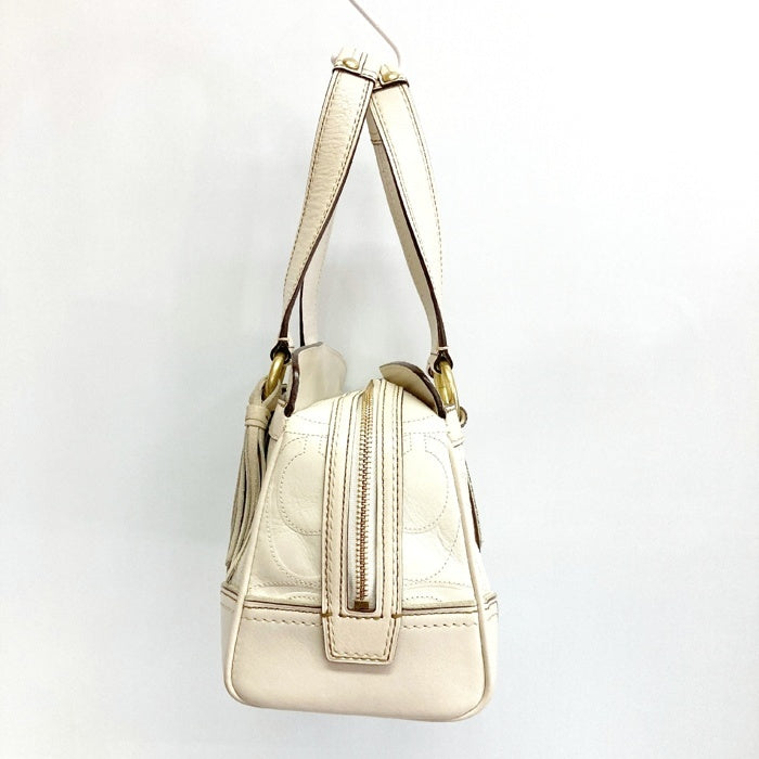 COACH コーチ 11639 ハンドバッグ シグネチャー ターンロック レザー ホワイト 瑞穂店