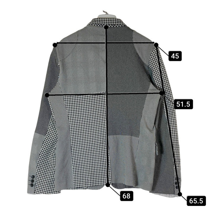 COMME des GARCONS HOMME コムデギャルソンオム HF-J040 AD2010 クレイジーチェックパターン 4つボタン テーラードジャケット ブラック sizeM 瑞穂店