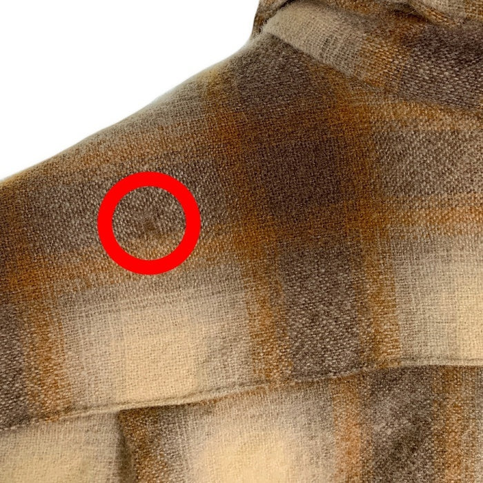 70's PENDLETON ペンドルトン ウール ボードシャツ オープンカラー シャドーチェック オンブレ ブラウン クリーム USA製 Size M 福生店
