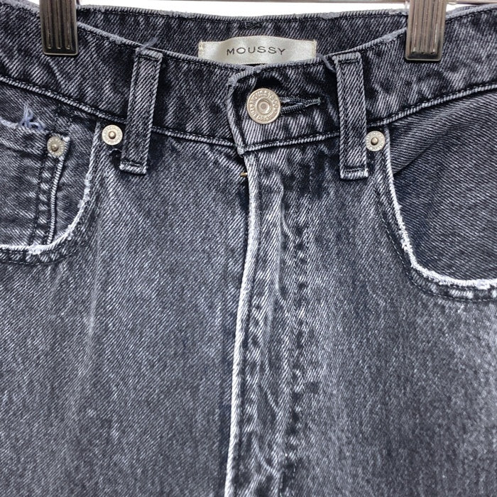MOUSSY マウジー CUT OUT WIDE STRAIGHT カットアウトワイドストレートデニム ブラック size23 瑞穂店