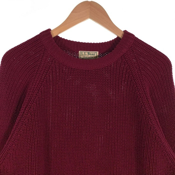 80's 90's L.L.Bean エルエルビーン ローゲージ コットン ニット セーター バーガンディー USA製 Size L 福生店