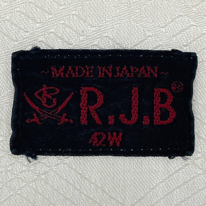 R.J.B アールジェービー ダイヤ柄ジャガード 長袖シャツ ホワイト size42W※襟汚れあり 瑞穂店