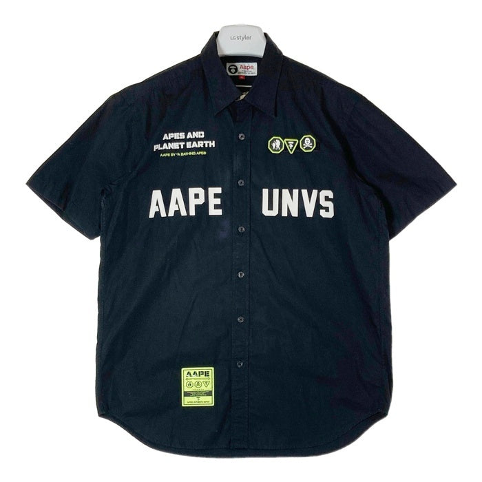 AAPE エーエイプ AAPSRM8317XXC UNVS GRAPHIC SHIRT UNVS グラフィック シャツ ブラック sizeXL 瑞穂店