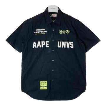 AAPE エーエイプ AAPSRM8317XXC UNVS GRAPHIC SHIRT UNVS グラフィック シャツ ブラック sizeXL 瑞穂店