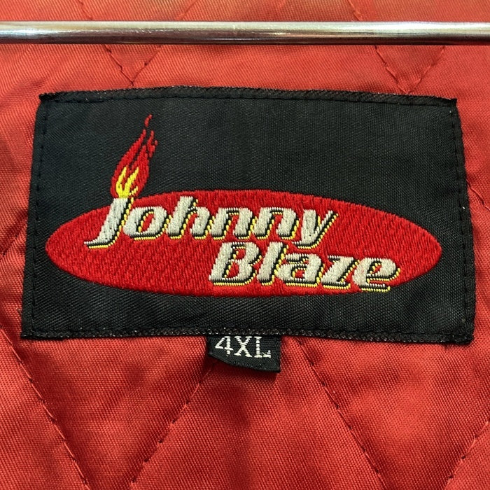 Johnny Blaze ジョニーブレイズ ナンバリング レザージャケット レッド×ホワイト size4XL※全体的に汚れあり 瑞穂店