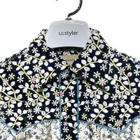 maturely マチュアリー オーガンジー フラワー刺繍 ウエスタンシャツ ブラック size- 瑞穂店