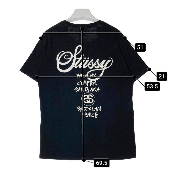 STUSSY ステューシー WORLD TOUR ワールドツアー メキシコ製 Tシャツ ブラック sizeM 瑞穂店
