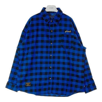 glamb グラム バッファローチェック フランネルシャツ ブルー ブラック GB17SM/SH07 Size 3 瑞穂店