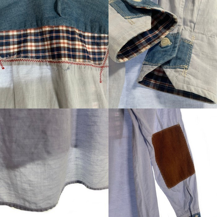 JUNYA WATANABE ジュンヤワタナベ COMME des GARCONS MAN コムデギャルソン マン パッチワーク 長袖 シャツ ライトブルー Size S 福生店
