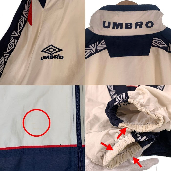 90`s UMBRO アンブロ ナイロン トラックジャケット ホワイト ネイビー レッド Size XXL 福生店