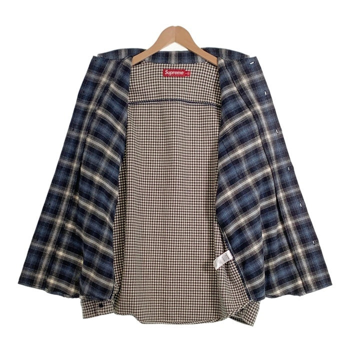 SUPREME シュプリーム Houndstooth Plaid Flannel Shirt 長袖 プレイド フランネル シャツ ブルー グレー Size M 福生店