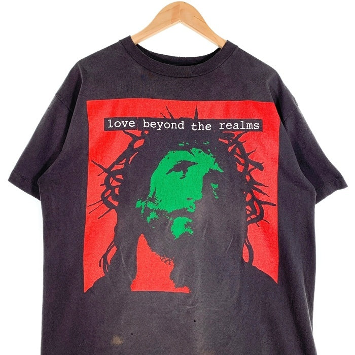 Saint Mxxxxxx セントマイケル 24SS Kousuke Kawamura SS TEE_LOVE BEYOND ヴィンテージ加工 プリントTシャツ ブラック SM-YS8-0000-C23 Size L 福生店