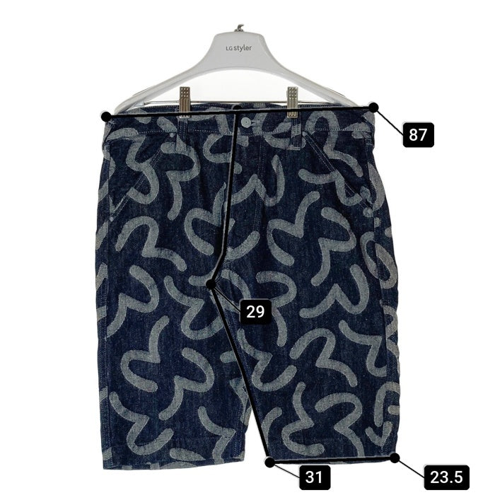 EVISU エヴィス Lot 7550 カモメジャガード総柄 デニムハーフパンツ インディゴ size34 瑞穂店