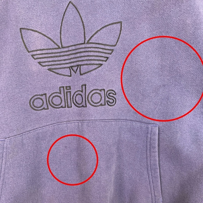80-90's adidas アディダス トレフォイル刺繡ロゴ プルオーバースウェットパーカー ネイビー USA製 Size M 福生店