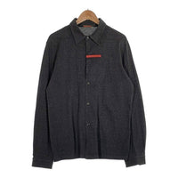 PRADA SPORT プラダスポーツ ラバーパッチ 鹿の子 ボタンシャツ 長袖 チャコールグレー Size L 福生店