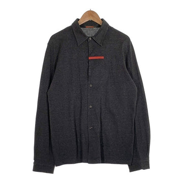 PRADA SPORT プラダスポーツ ラバーパッチ 鹿の子 ボタンシャツ 長袖 チャコールグレー Size L 福生店