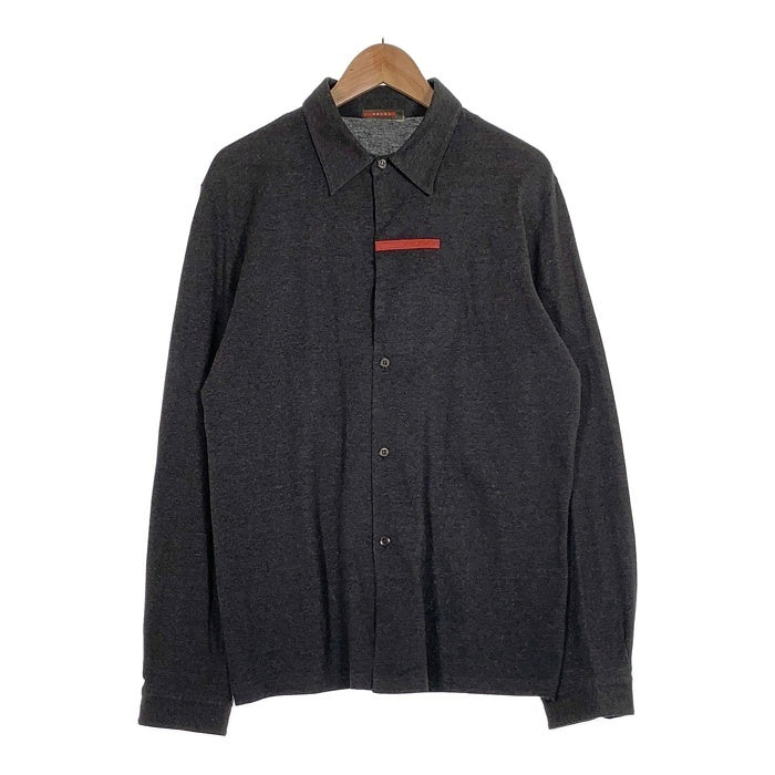 PRADA SPORT プラダスポーツ ラバーパッチ 鹿の子 ボタンシャツ 長袖 チャコールグレー Size L 福生店
