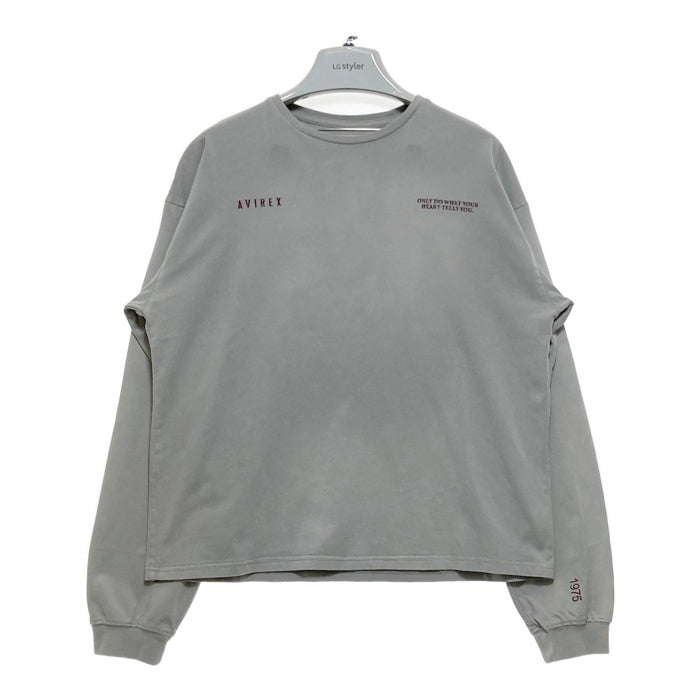 AVIREX アヴィレックス 5130701 WEB LIMITED LINE SPRAY L/S T-SHIRT 刺繍 長袖Tシャツ ライトグレー sizeL 瑞穂店