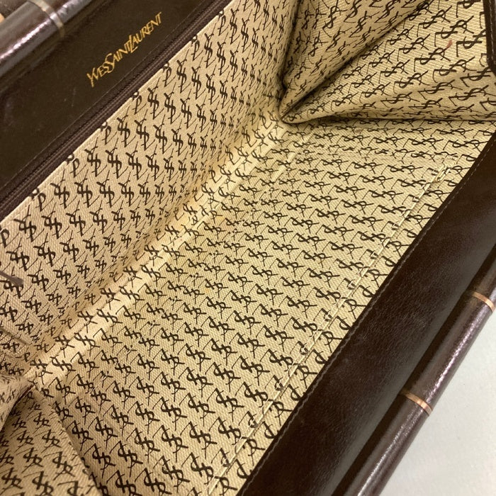 YVES SAINT LAURENT イブサンローラン レザー クラッチ セカンドバッグ Vステッチ ブラウン 瑞穂店