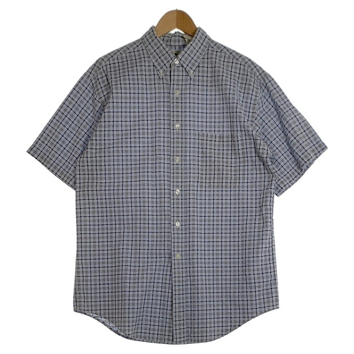 L.L.Bean エルエルビーン シアサッカー ボタンダウンチェックシャツ 半袖 ライトブルー Size M 福生店