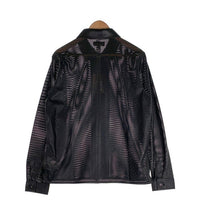 STUSSY ステューシー ZIP SHIRT PERFORATED LEATHER ジップアップ シープレザーシャツ パンチング 長袖 ブラック 24M1110322 Size S 福生店