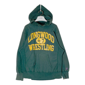 Champion チャンピオン USA製 トリコタグ リバースウィーブ LONGWOOD WRESTLING 3段 ラバープリント プルオーバーパーカー グリーン sizeL 瑞穂店