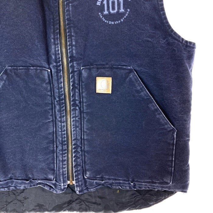 Carhartt カーハート V02 MDT 裏キルティングダックベスト 前後企業ロゴ ネイビー sizeM 瑞穂店