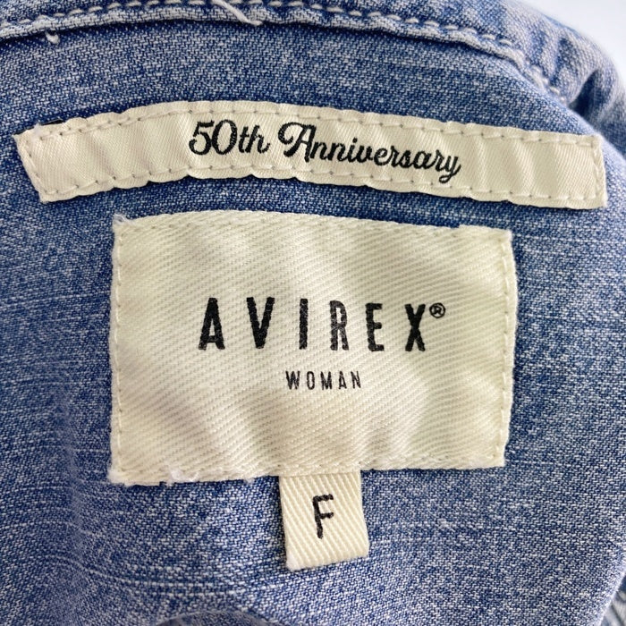 AVIREX アヴィレックス 5120602 25SS HAND LIKE EMBROIDERY SHIRTS ハンドライク刺繍シャツ ライトインディゴ sizeF 瑞穂店