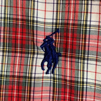 Ralph Lauren ラルフローレン BLAKE ボタンダウンチェックシャツ 半袖 コットン レッド 香港製 Size XL 福生店
