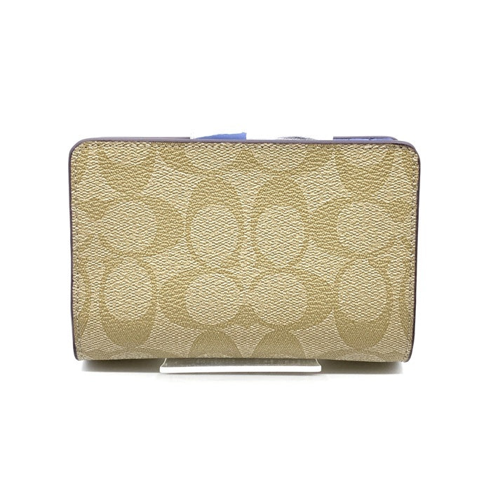 COACH コーチ C0082 シグネチャー 二つ折り財布 PVCレザー カーキ ブルー 福生店