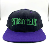STUSSY ステューシー オールド 白タグ CAPZ TRIBE 刺繡 6パネルキャップ スナップバック ブラック パープル USA製 福生店