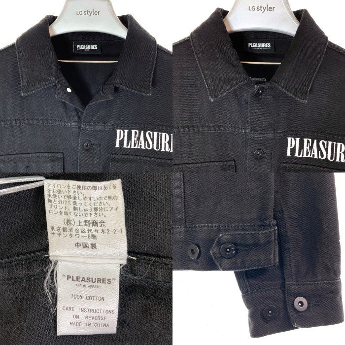 PLEASURES プレジャーズ WEB DENIM JACKET ウェブデニムジャケット 刺繡 プリント ブラック Size S 瑞穂店