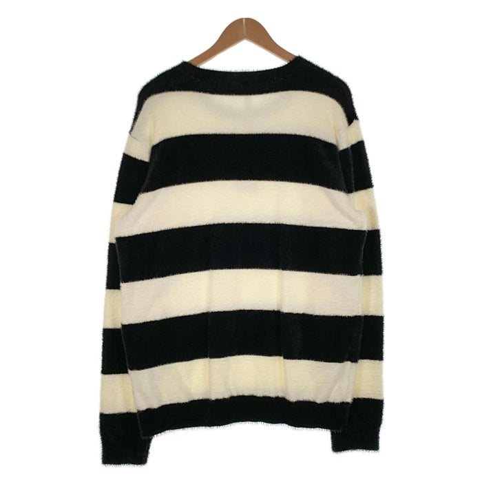 glamb グラム ナイロン ボーダーニット クルーネックセーター ホワイト ブラック GB16AT/KNT12 Size 4 福生店