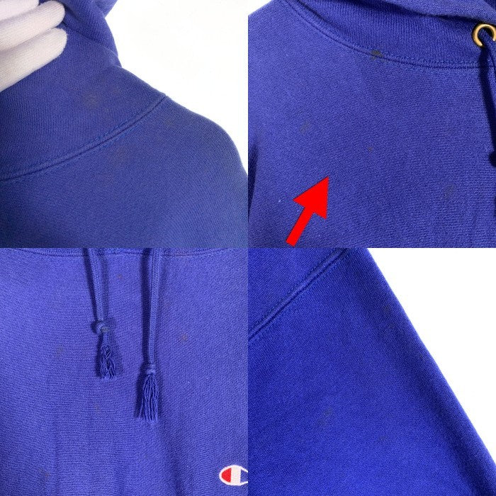 90's Champion チャンピオン リバースウィーブ プルオーバースウェットパーカー ロイヤルブルー USA製 トリコ刺繡 Size L 福生店