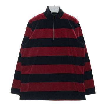 RALPH LAUREN ラルフローレン 90s ベロアボーダーハーフジップ レッド×ブラック sizeL 瑞穂店