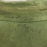 US ARMY アメリカ軍 OG107 50's~60's 1st エポレット付き コットンサテン ユーティリティシャツ オリーブ size- 瑞穂店