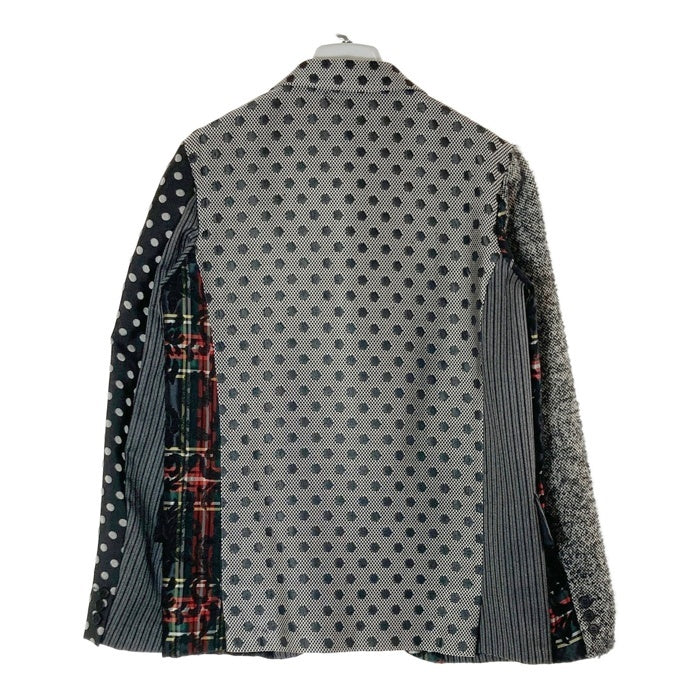 COMME des GARCONS HOMME PLUS コムデギャルソンオムプリュス PJ-J081 AD2012 異素材切替 花柄チェック 水玉 4つボタン テーラードジャケット ブラック sizeS 瑞穂店