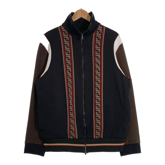 FENDI フェンディ 19SS Color-block Bomber Jacket ズッカ柄 ラインコットン ジップアップ トラック ジャケット ブラック ブラウン FY0960 A6ZY イタリア製 Size XL 福生店