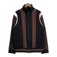 FENDI フェンディ 19SS Color-block Bomber Jacket ズッカ柄 ラインコットン ジップアップ トラック ジャケット ブラック ブラウン FY0960 A6ZY イタリア製 Size XL 福生店