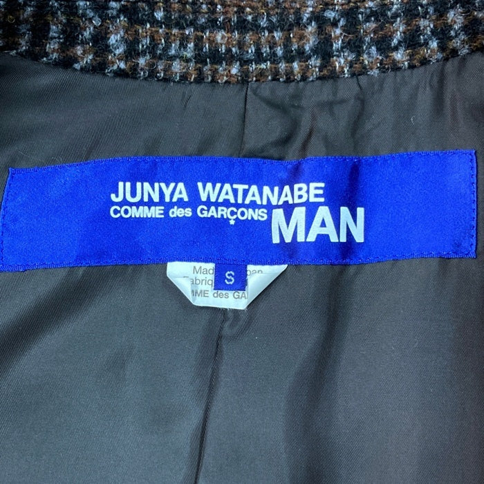 JUNYA WATANABE COMME des GARCONS MAN ジュンヤワタナベ コムデギャルソンマン ナイロン切替 ウール モヘア 2B テーラードジャケット ブラウン グリーン WF-J008 AD2020 Size S 瑞穂店
