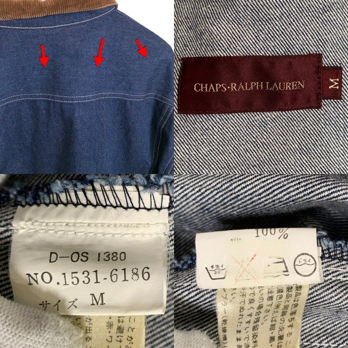 CHAPS RALPH LAUREN チャｯプス ラルフローレン デニムジャケット インディゴ 襟コーデュロイ バックルバック Size M 福生店