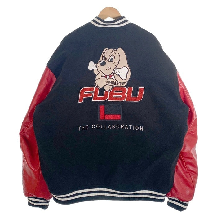 FUBU フブ GALFY ガルフィー ワッペン スタジャン 袖フェイクレザー 中綿 レッド ブラック Size XL 福生店